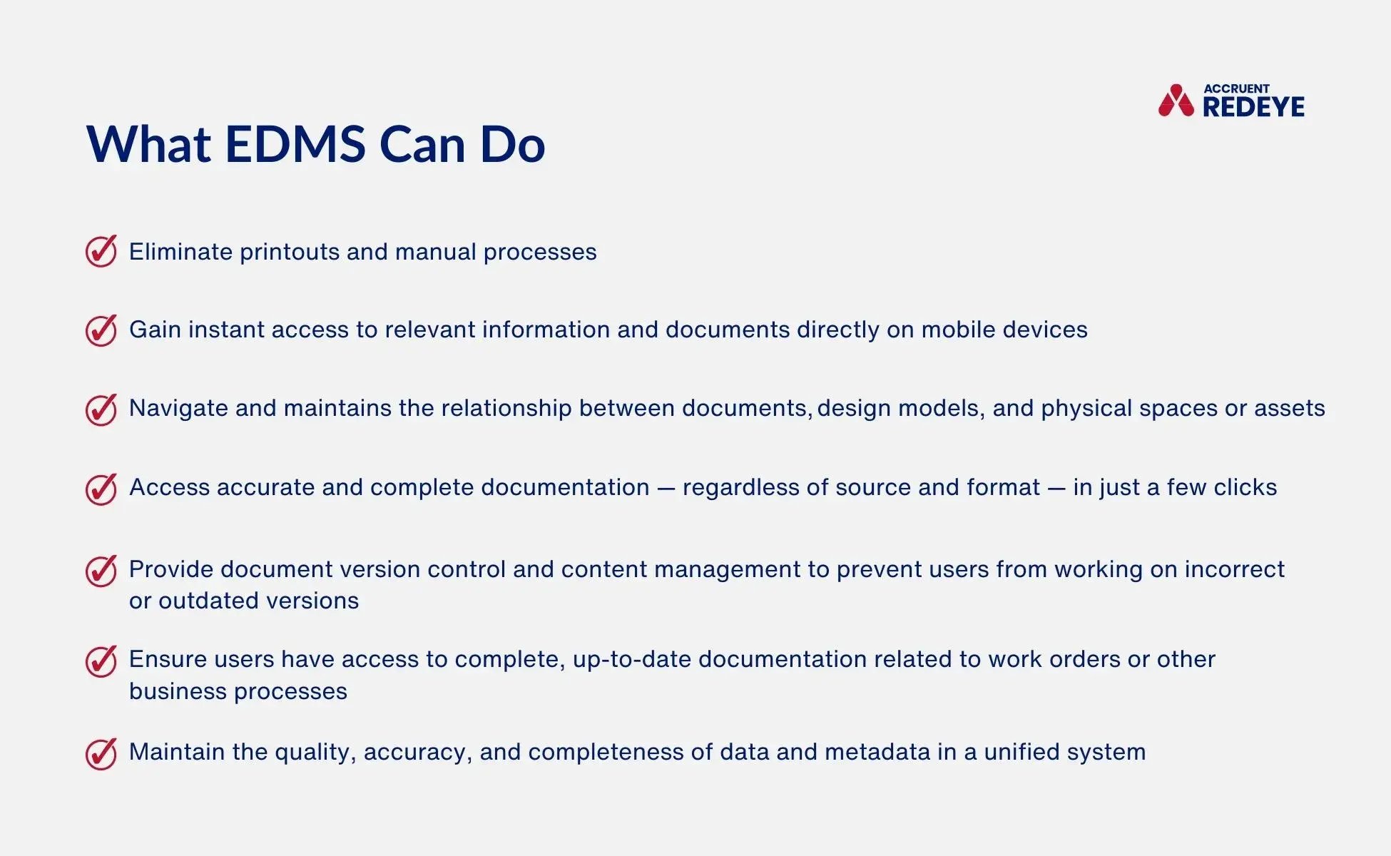 A graphic shows what an EDMS can do